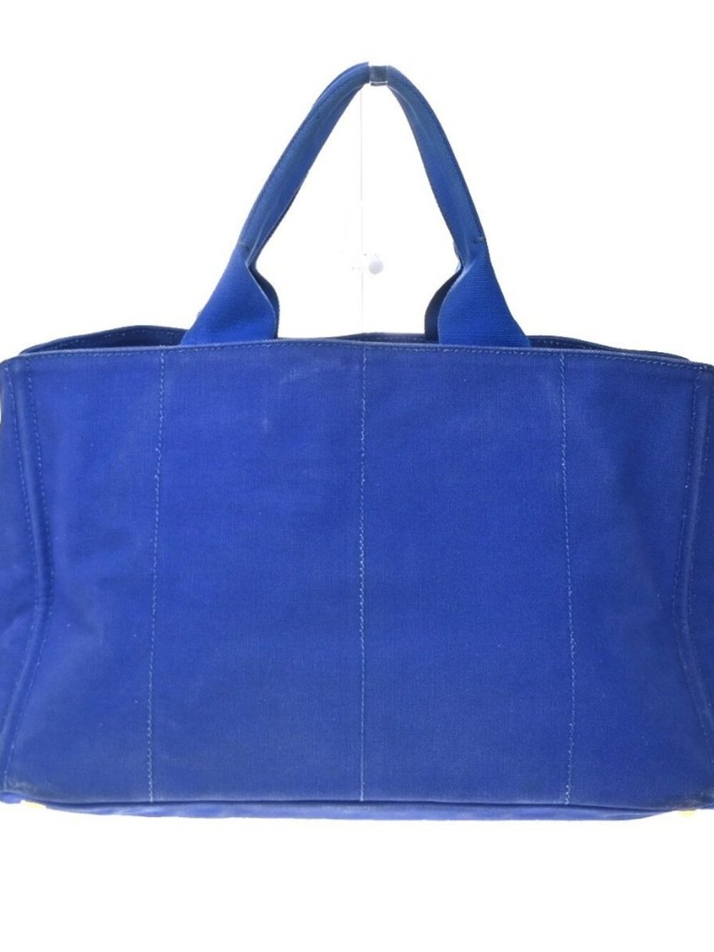PRADA Logo CANAPA Shoulder Hand Tote Bag Canvas Leather Blue GHW 36KC773 - Picture 3 of 16